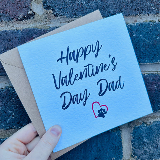 Happy Valentines Dad OR Mum Pet Dog Cat Valentines Day Funny Humorous Hammered Card & Envelope-0