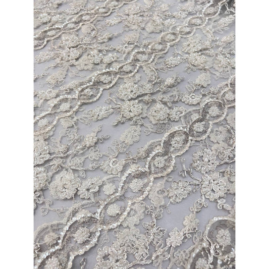 Handmade Bridal Embroidered Beaded Lace Fabric-0