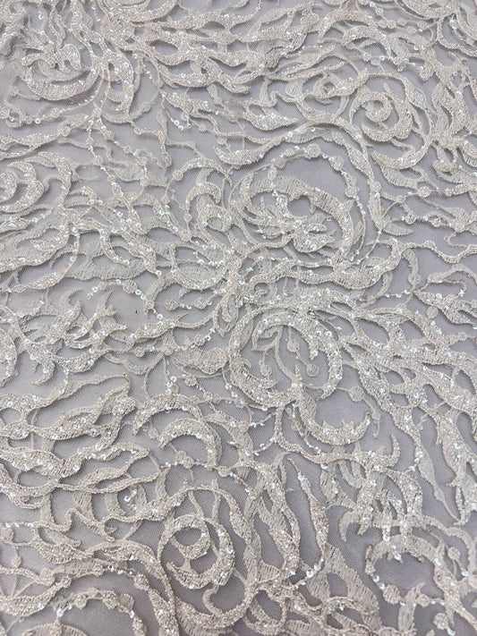 Handmade Bridal Embroidered Beaded Lace Fabric-0