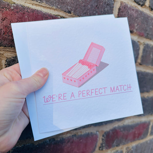 We're A Perfect Match Valentines Day Funny Humorous Hammered Card & Envelope-0