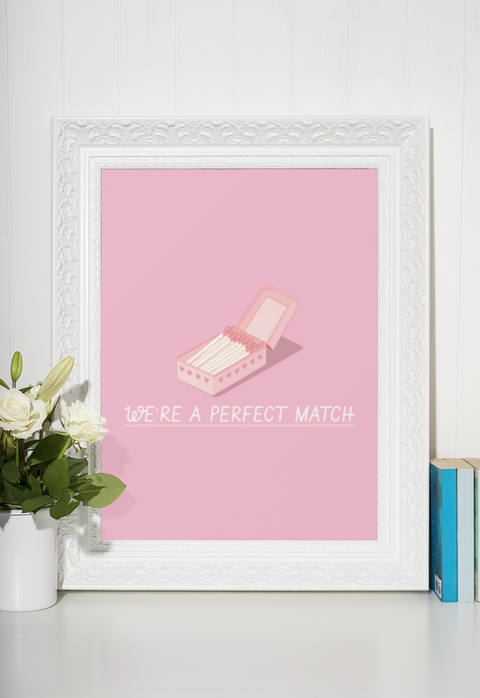 Were A Perfect Match Valentine's Day Home Wall Decor Print-0
