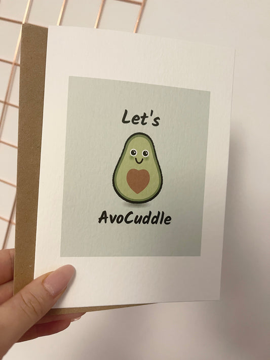 Let's Avocuddle Valentines Day Funny Humorous Hammered Card & Envelope-0