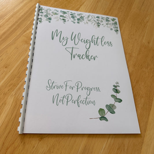 Binded Eucalyptus Leaf Weight Loss & Diet Tracker Journal A4 Diary - Up To 1 Year Measurements Goals Weigh Ins + Lots MORE!-0