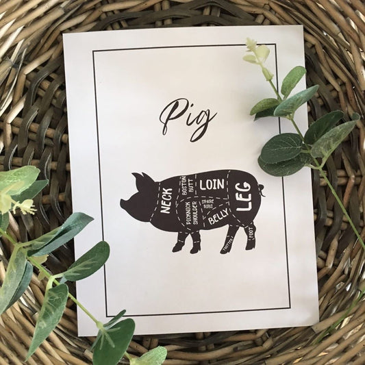 Pig Pork Cuts Simple Cool Kitchen Farmhouse Wall Decor Print-0
