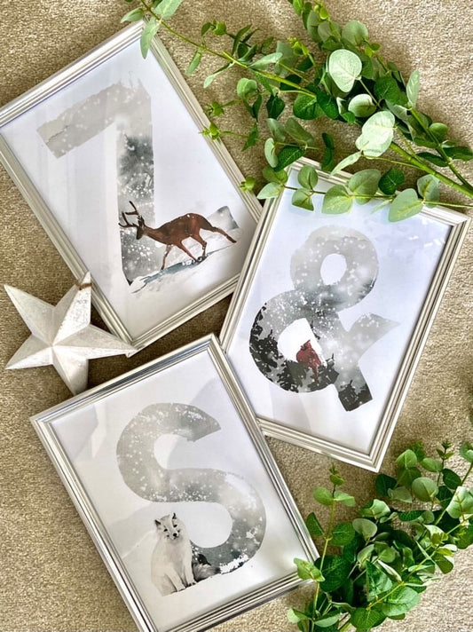 Winter Alphabet Letters Christmas Seasonal Wall Home Decor Print-0