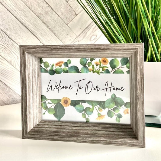 Welcome To Our Home Green Eucalyptus Spring Floral Landscaped Wall Decor Print-0