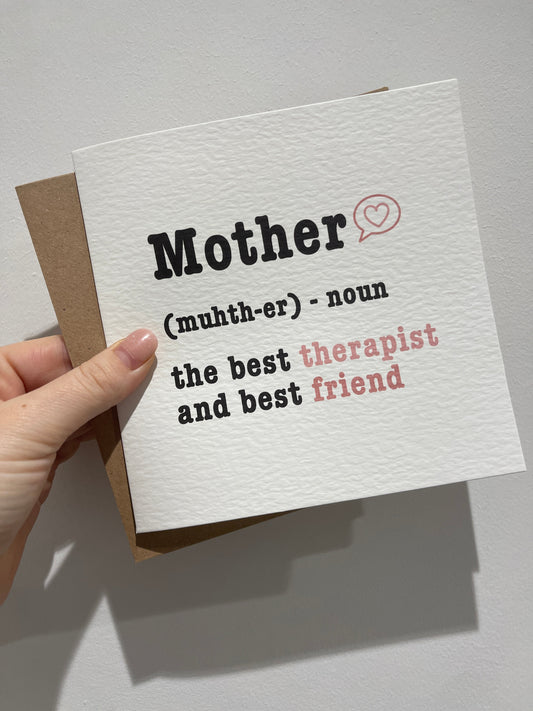 Mother Noun Definition Mothers Day Cute Funny Humorous Hammered Card & Envelope-0