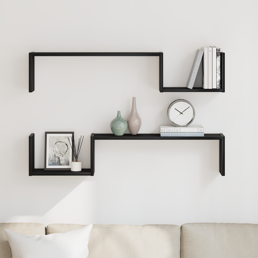 Wall Shelf 2 pcs Black oak 100 x 15 x 20 cm Engineered Wood
