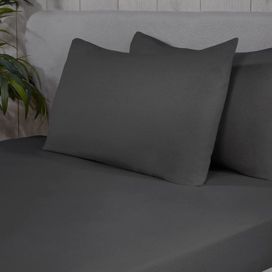 BRUSHED COTTON PILLOWCASE PAIR CHARCOAL