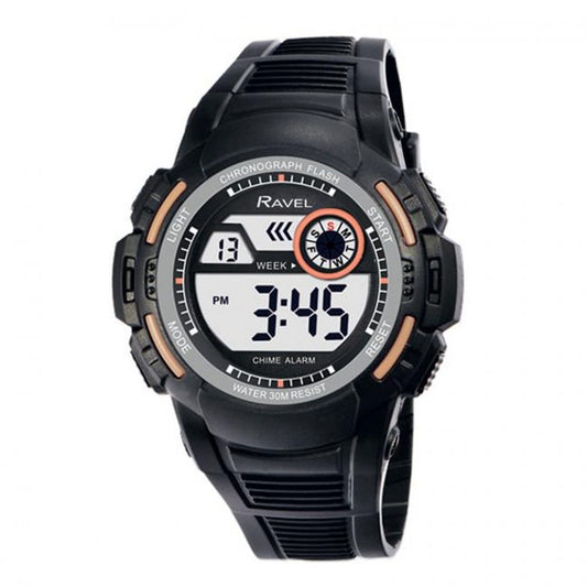 Ravel Men's 3ATM Digital Sports Black/Stone Watch RDG.14.12